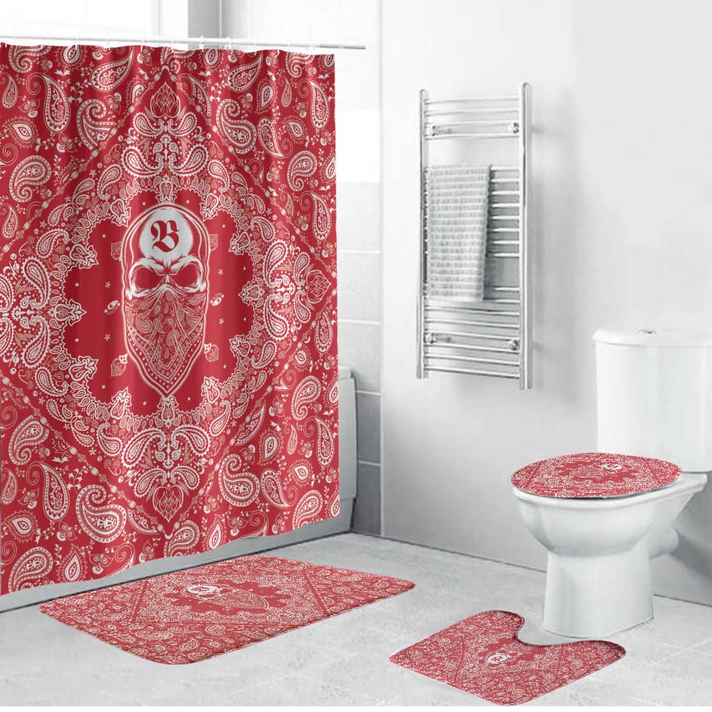 Red Paisley Bathroom Set Skull Gangster - Wonder Print Shop