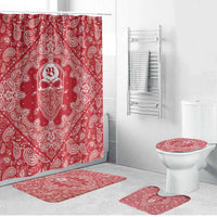 Red Paisley Bathroom Set Skull Gangster - Wonder Print Shop