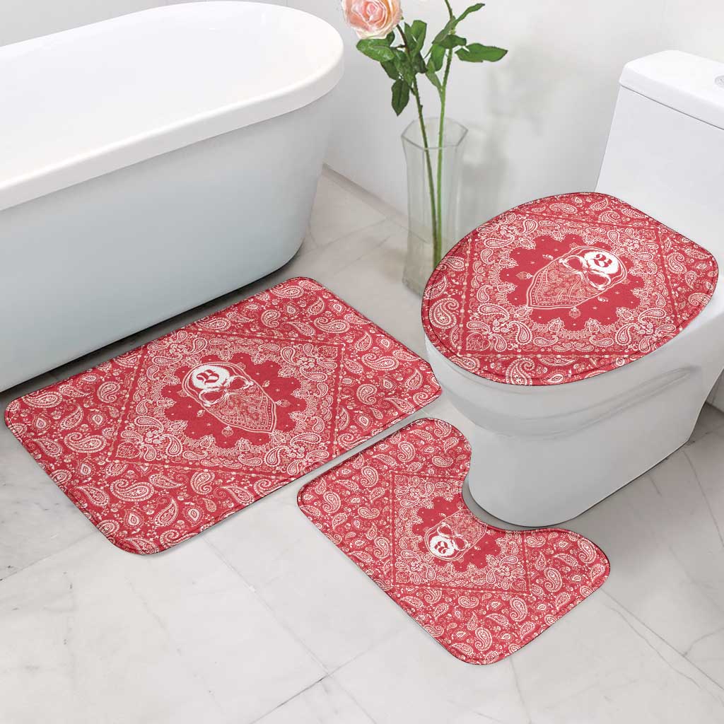 Red Paisley Bathroom Set Skull Gangster - Wonder Print Shop