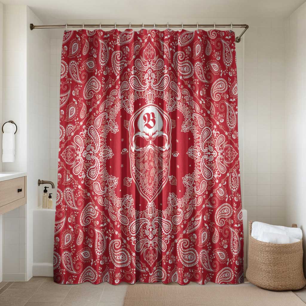Red Paisley Bathroom Set Skull Gangster - Wonder Print Shop