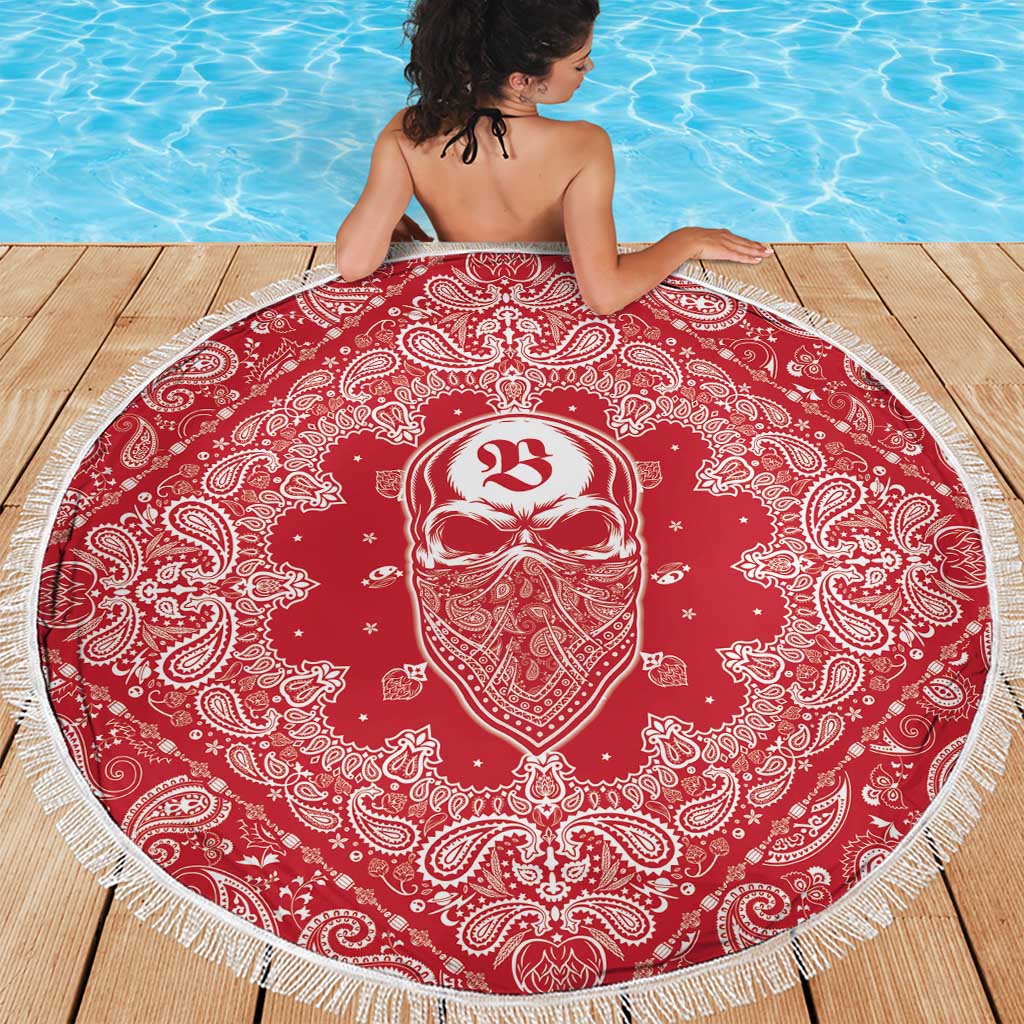 Red Paisley Beach Blanket Skull Gangster - Wonder Print Shop