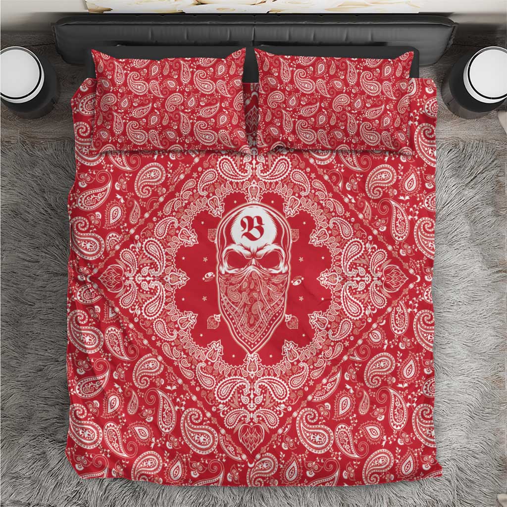 Red Paisley Bedding Set Skull Gangster - Wonder Print Shop