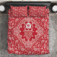 Red Paisley Bedding Set Skull Gangster - Wonder Print Shop