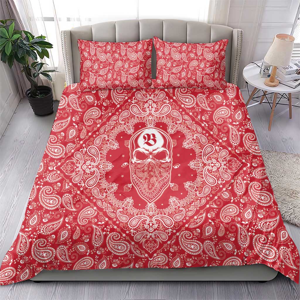Red Paisley Bedding Set Skull Gangster - Wonder Print Shop