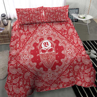 Red Paisley Bedding Set Skull Gangster - Wonder Print Shop