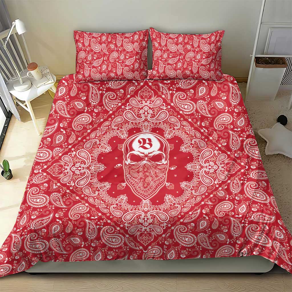 Red Paisley Bedding Set Skull Gangster - Wonder Print Shop
