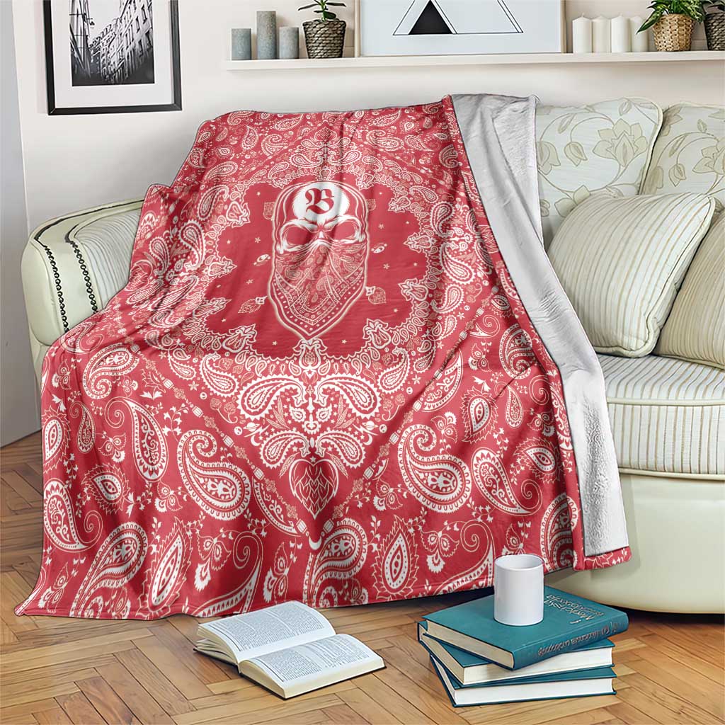 Red Paisley Blanket Skull Gangster - Wonder Print Shop