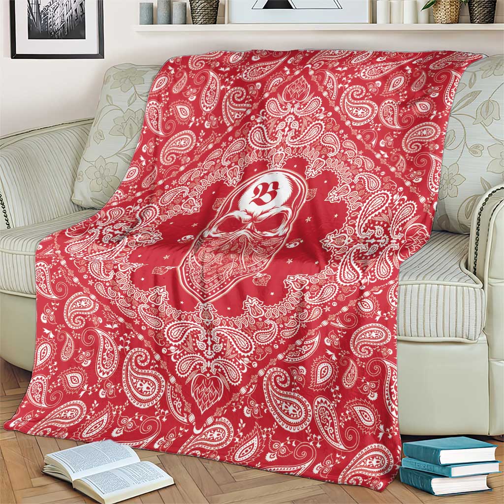 Red Paisley Blanket Skull Gangster - Wonder Print Shop