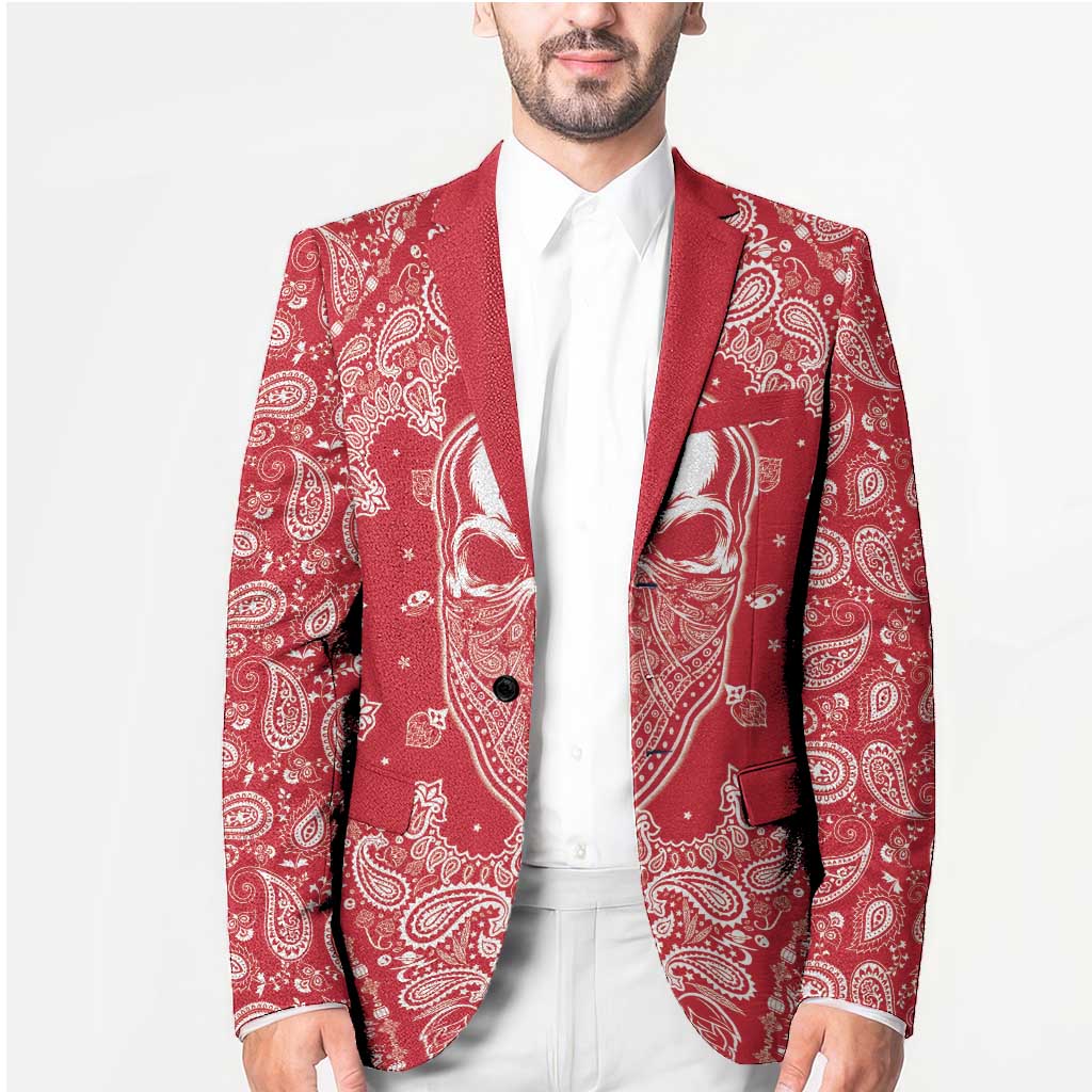 Red Paisley Blazer Skull Gangster - Wonder Print Shop