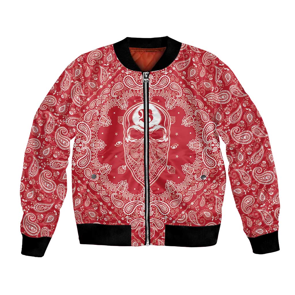 Red Paisley Bomber Jacket Skull Gangster - Wonder Print Shop