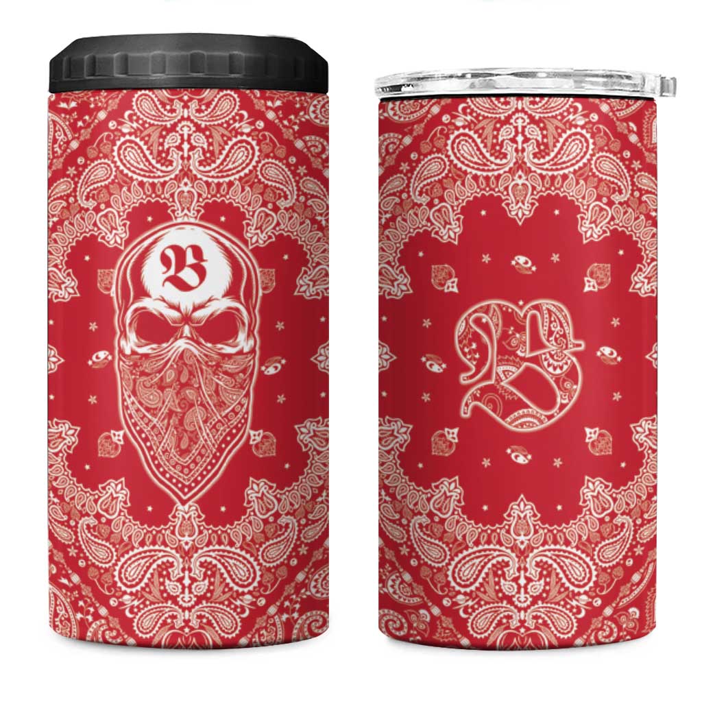 Red Paisley 4 in 1 Can Cooler Tumbler Skull Gangster - Wonder Print Shop