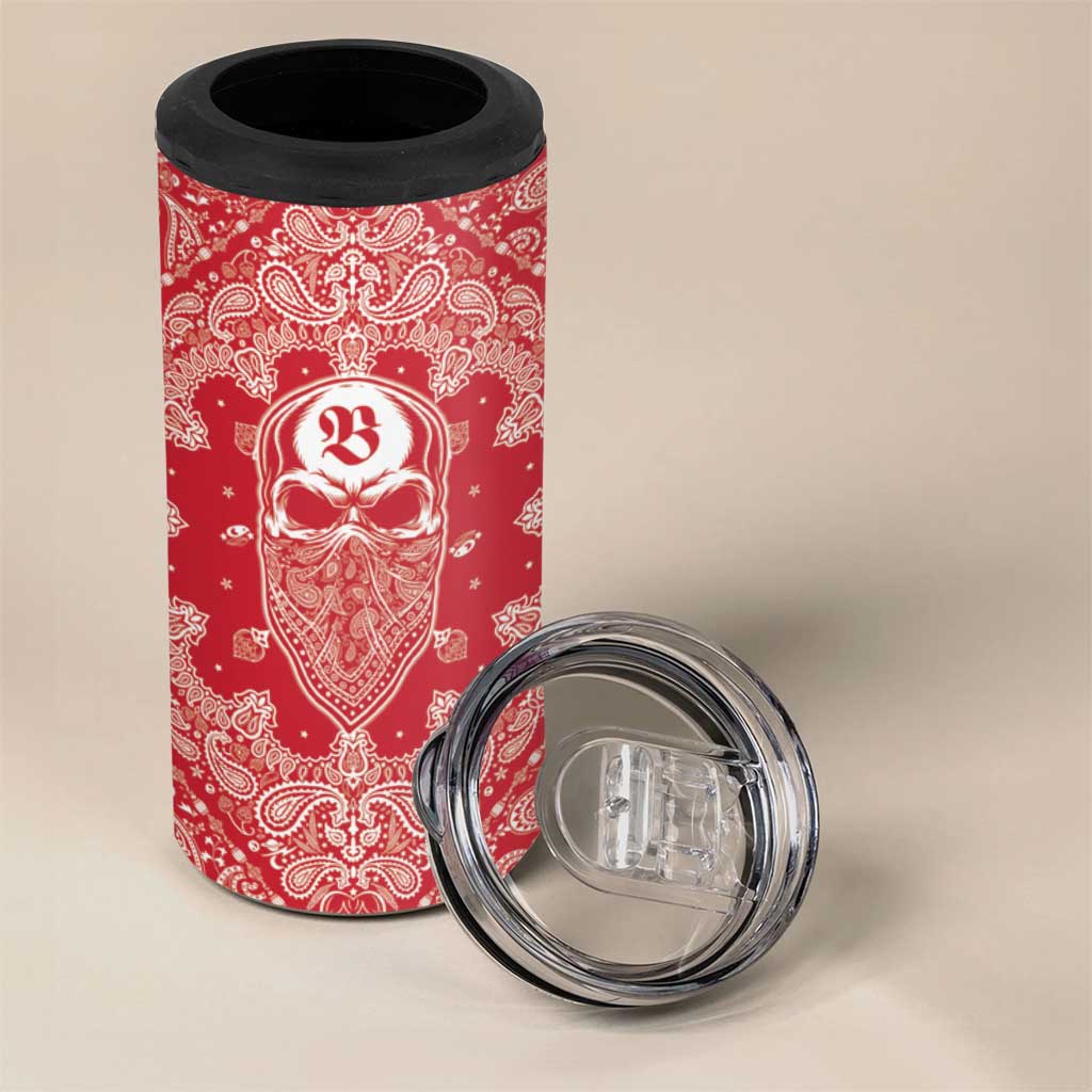 Red Paisley 4 in 1 Can Cooler Tumbler Skull Gangster - Wonder Print Shop