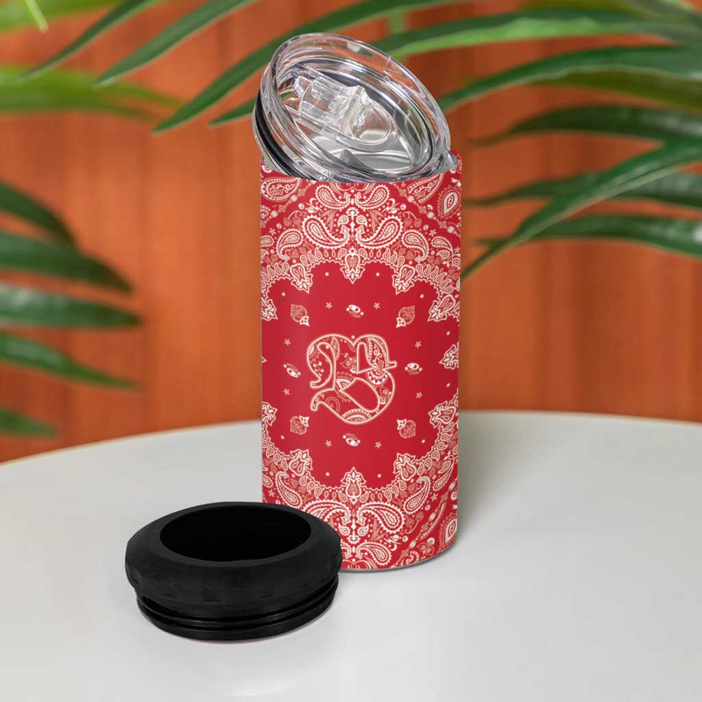 Red Paisley 4 in 1 Can Cooler Tumbler Skull Gangster - Wonder Print Shop