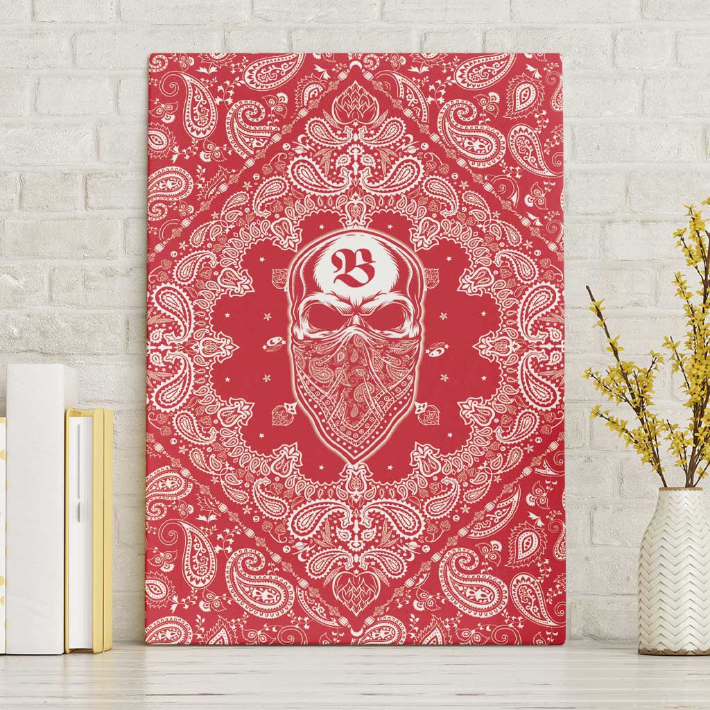 Red Paisley Canvas Wall Art Skull Gangster - Wonder Print Shop
