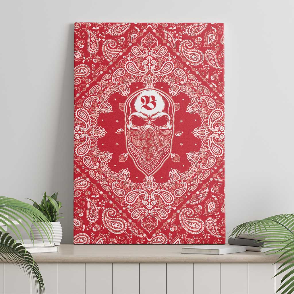Red Paisley Canvas Wall Art Skull Gangster - Wonder Print Shop