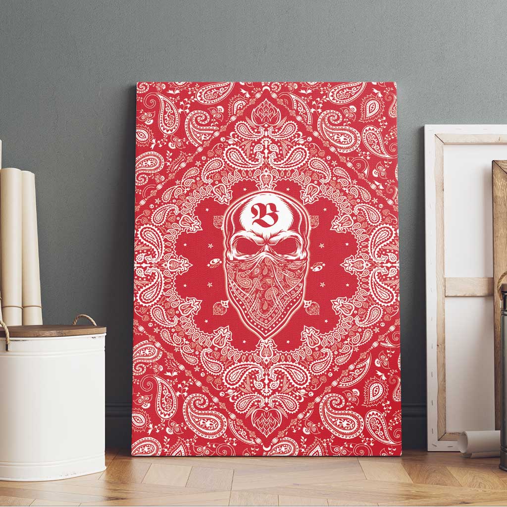 Red Paisley Canvas Wall Art Skull Gangster - Wonder Print Shop