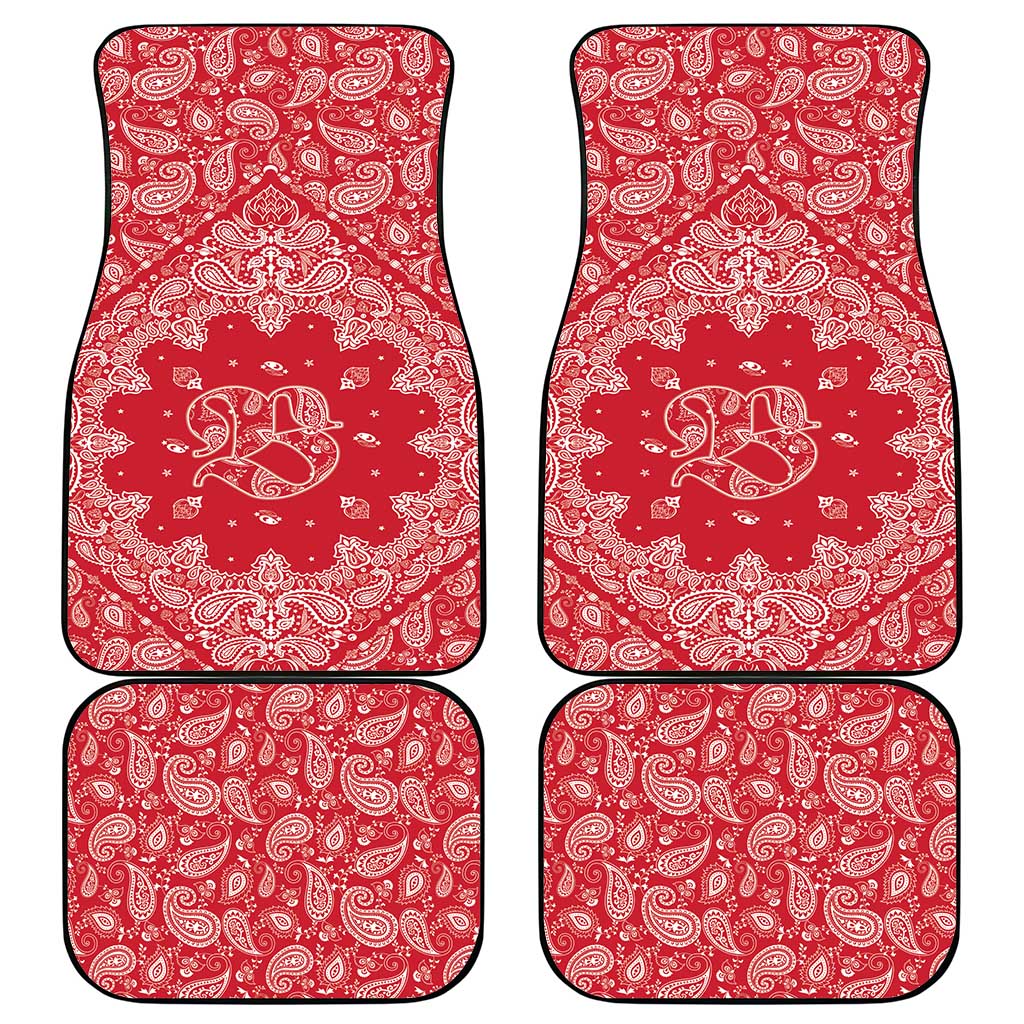 Red Paisley Car Mats Skull Gangster - Wonder Print Shop