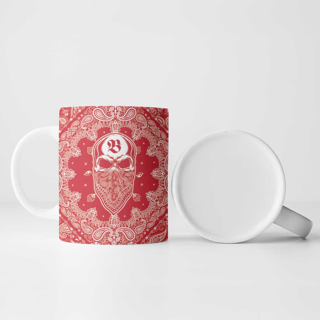 Red Paisley Ceramic Mug Skull Gangster - Wonder Print Shop