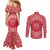 Red Paisley Couples Matching Mermaid Dress and Long Sleeve Button Shirt Skull Gangster - Wonder Print Shop