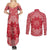 Red Paisley Couples Matching Summer Maxi Dress and Long Sleeve Button Shirt Skull Gangster - Wonder Print Shop