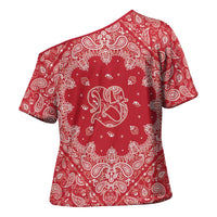 Red Paisley Cross Shoulder Shirt Skull Gangster - Wonder Print Shop