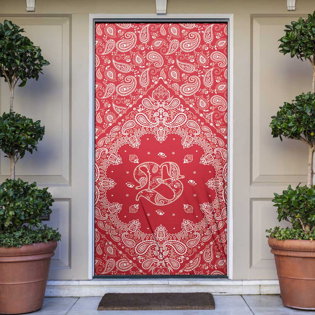 Red Paisley Door Cover Skull Gangster - Wonder Print Shop