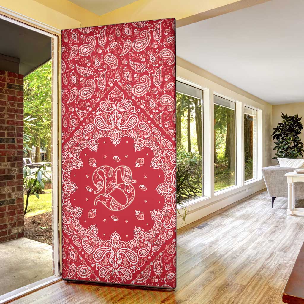 Red Paisley Door Cover Skull Gangster - Wonder Print Shop