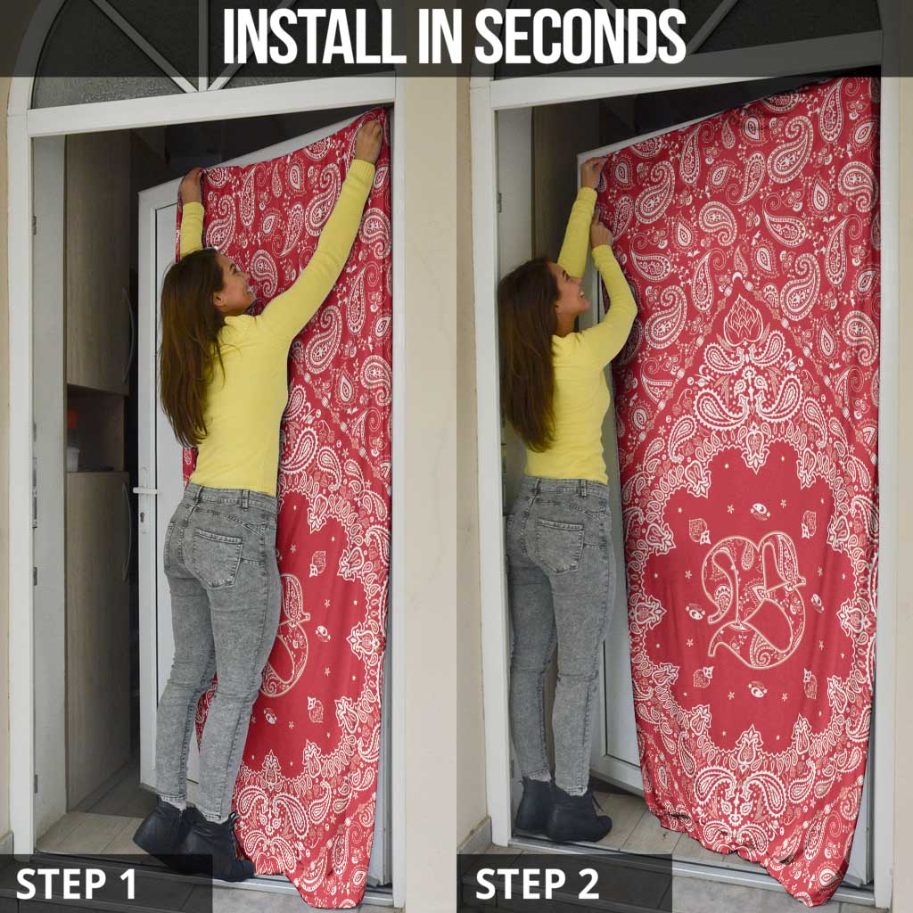 Red Paisley Door Cover Skull Gangster - Wonder Print Shop