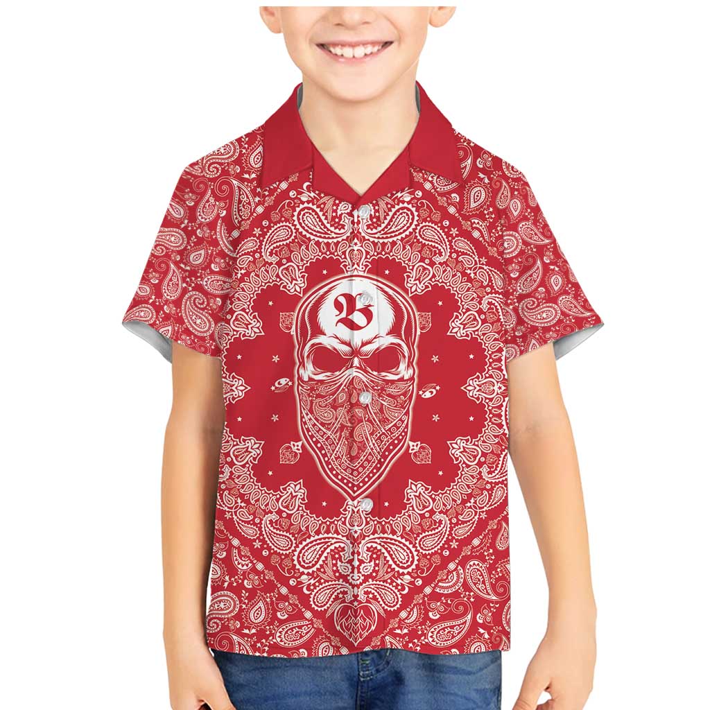 Red Paisley Family Matching Mermaid Dress and Hawaiian Shirt Skull Gangster - Wonder Print Shop