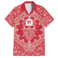 Red Paisley Family Matching Short Sleeve Bodycon Dress and Hawaiian Shirt Skull Gangster - Wonder Print Shop