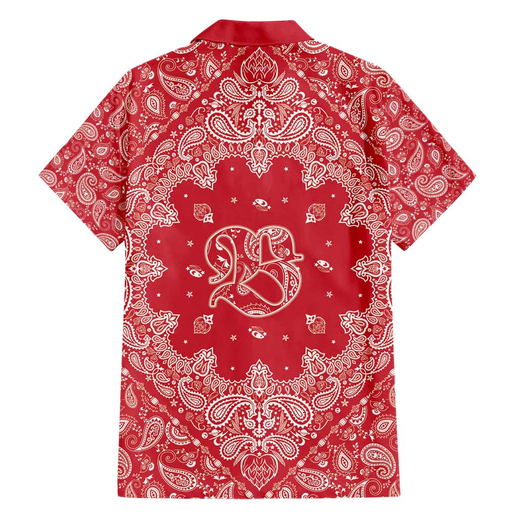Red Paisley Family Matching Short Sleeve Bodycon Dress and Hawaiian Shirt Skull Gangster - Wonder Print Shop