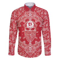 Red Paisley Family Matching Short Sleeve Bodycon Dress and Hawaiian Shirt Skull Gangster - Wonder Print Shop