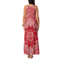 Red Paisley Family Matching Tank Maxi Dress and Hawaiian Shirt Skull Gangster - Wonder Print Shop