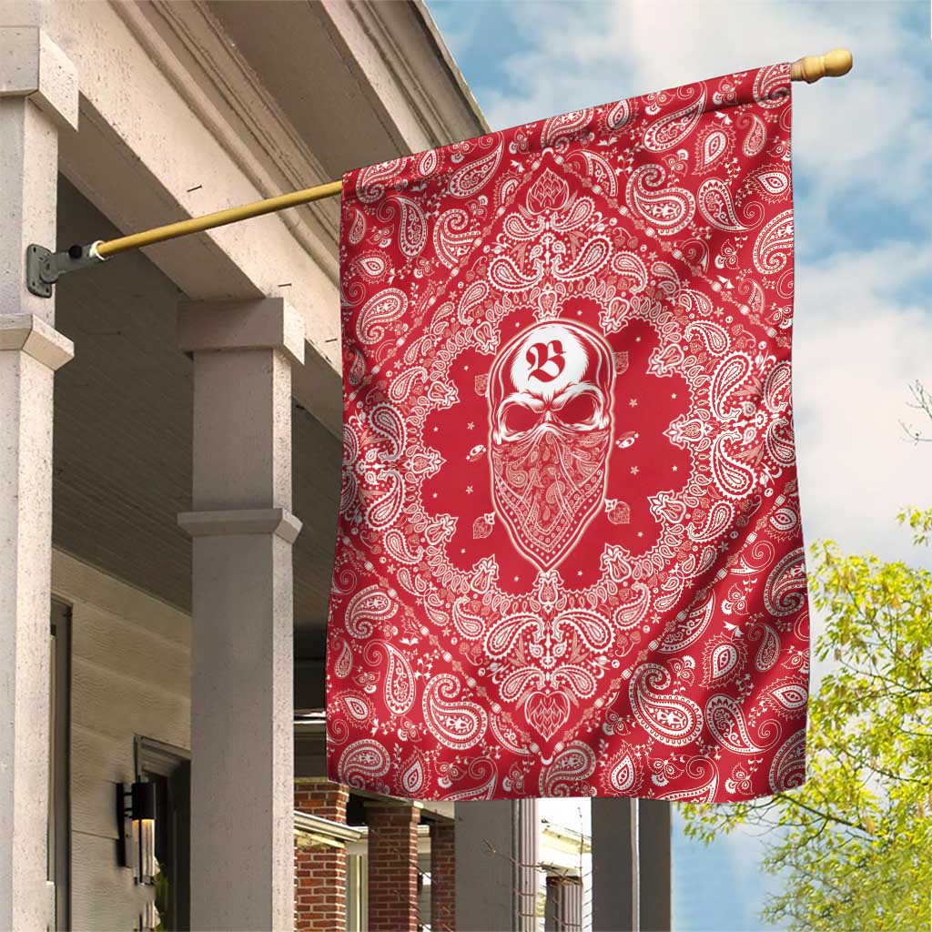 Red Paisley Garden Flag Skull Gangster - Wonder Print Shop