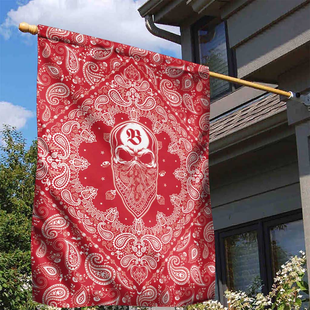 Red Paisley Garden Flag Skull Gangster - Wonder Print Shop