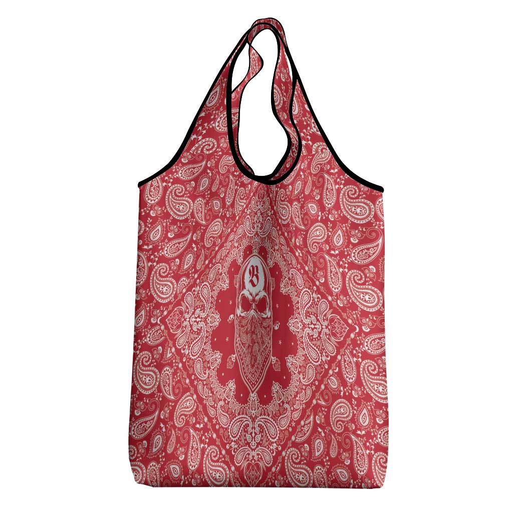 Red Paisley Grocery Bag Skull Gangster - Wonder Print Shop