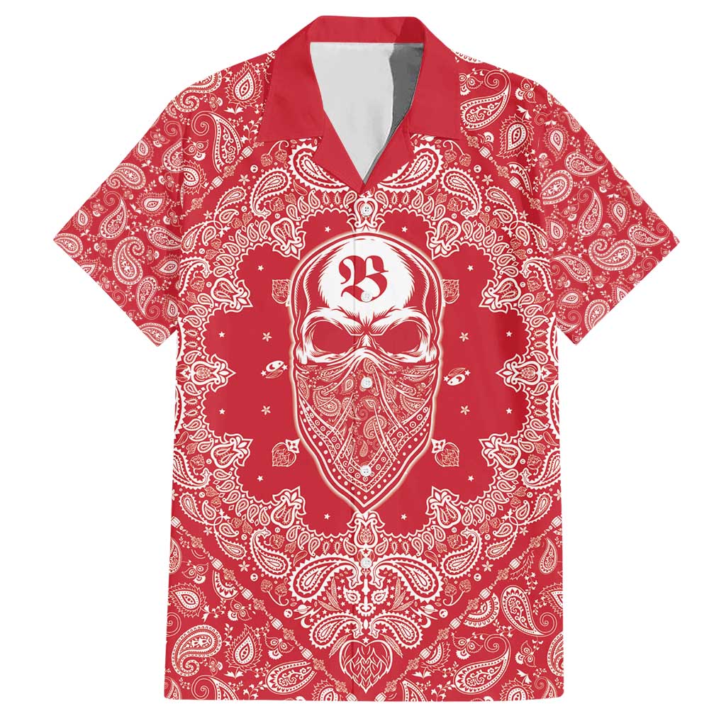 Red Paisley Hawaiian Shirt Skull Gangster - Wonder Print Shop