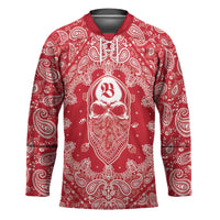 Red Paisley Hockey Jersey Skull Gangster - Wonder Print Shop