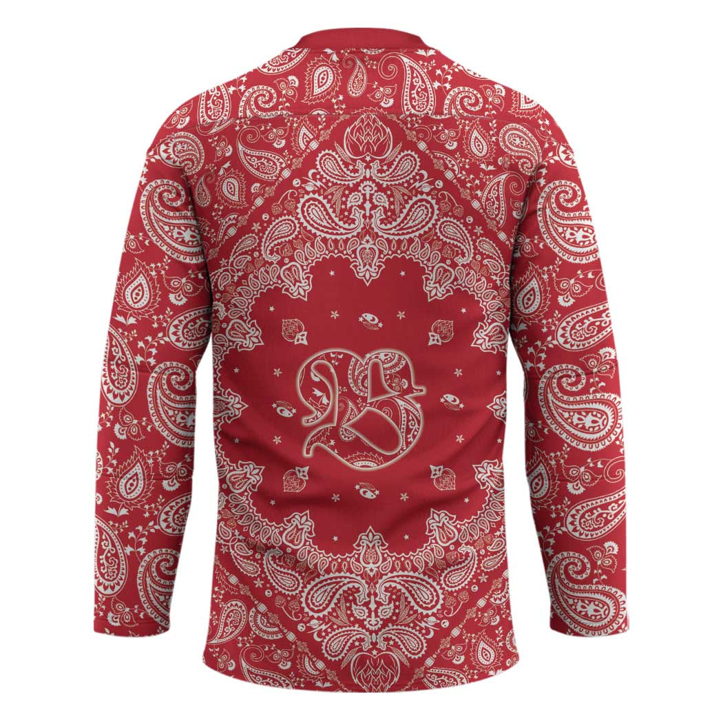Red Paisley Hockey Jersey Skull Gangster - Wonder Print Shop