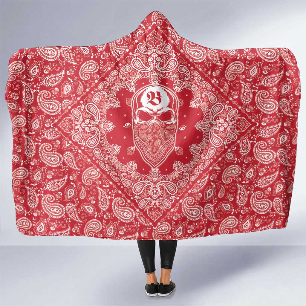 Red Paisley Hooded Blanket Skull Gangster - Wonder Print Shop