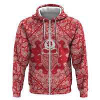 Red Paisley Hoodie Skull Gangster - Wonder Print Shop