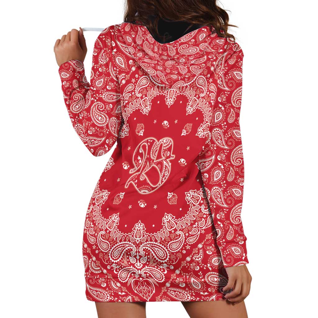 Red Paisley Hoodie Dress Skull Gangster - Wonder Print Shop
