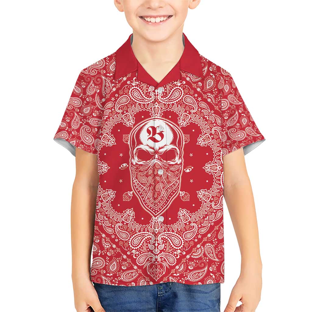 Red Paisley Kid Hawaiian Shirt Skull Gangster - Wonder Print Shop