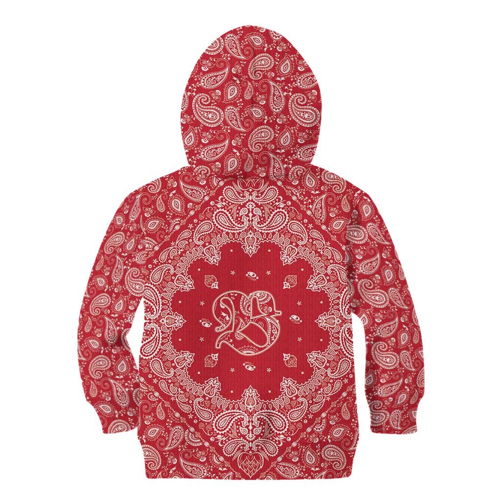 Red Paisley Kid Hoodie Skull Gangster - Wonder Print Shop
