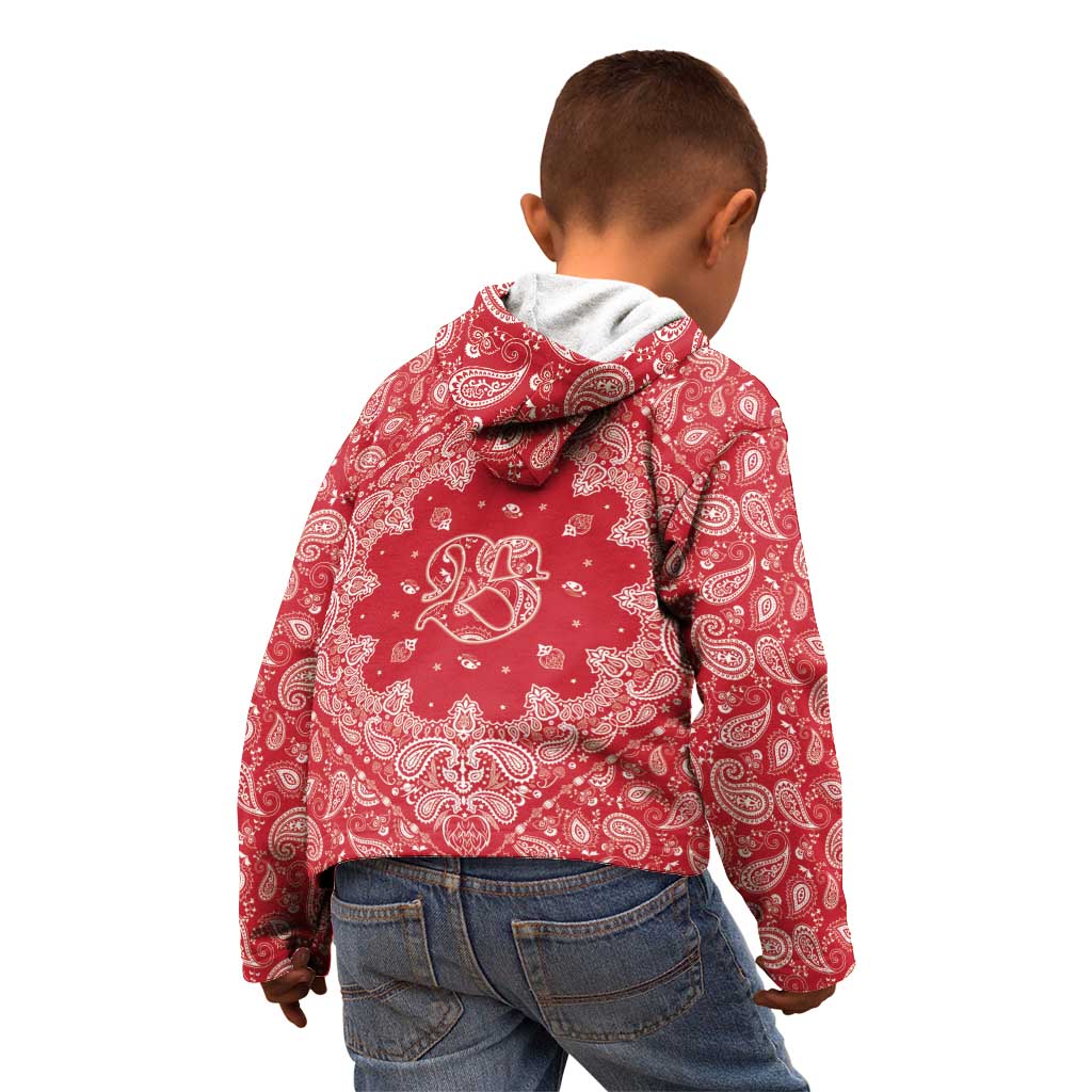 Red Paisley Kid Hoodie Skull Gangster - Wonder Print Shop