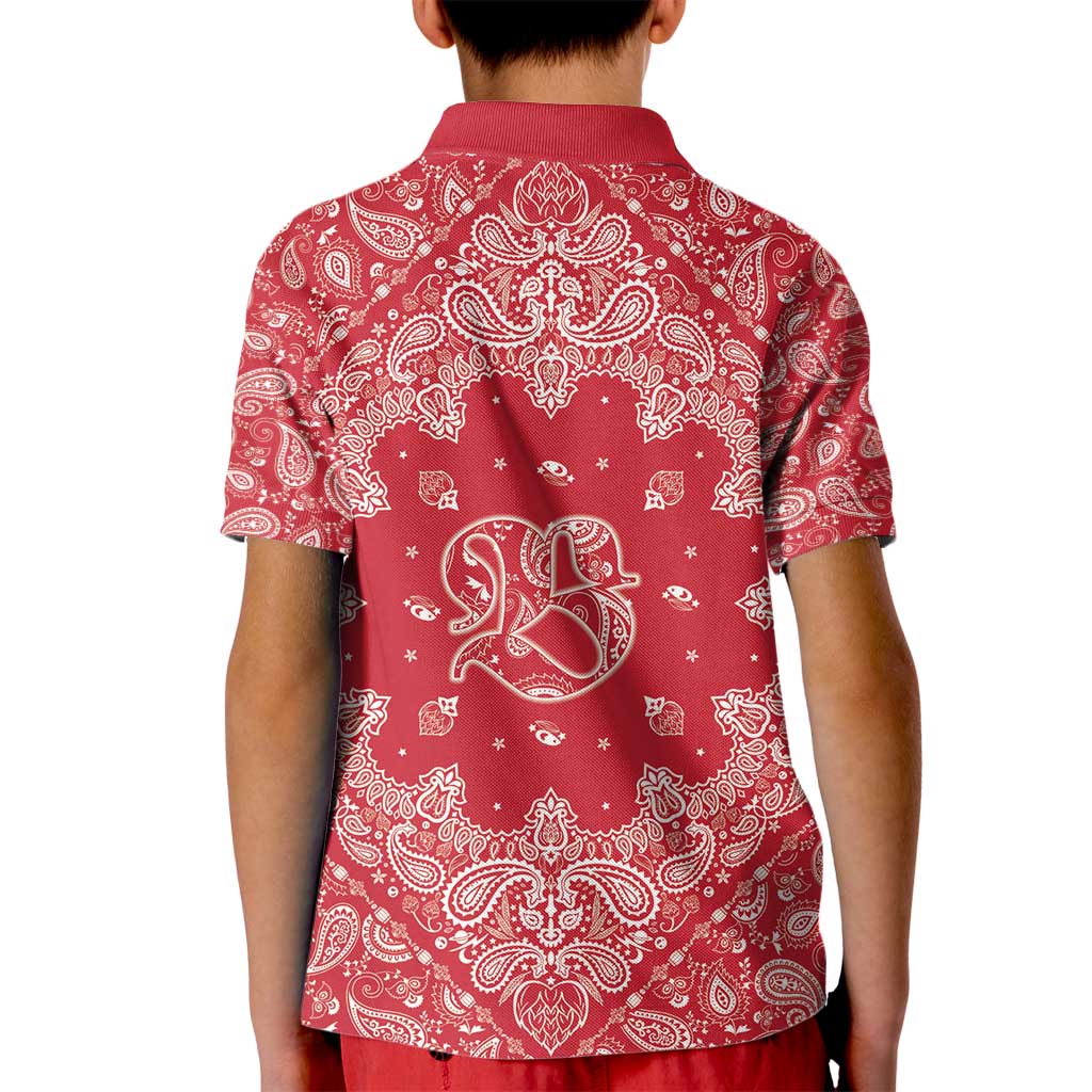 Red Paisley Kid Polo Shirt Skull Gangster - Wonder Print Shop
