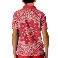 Red Paisley Kid Polo Shirt Skull Gangster - Wonder Print Shop