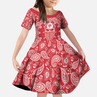 Red Paisley Kid Short Sleeve Dress Skull Gangster - Wonder Print Shop