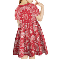 Red Paisley Kid Short Sleeve Dress Skull Gangster - Wonder Print Shop
