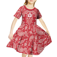 Red Paisley Kid Short Sleeve Dress Skull Gangster - Wonder Print Shop